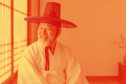 Hard Light with #e8743b on the hanbok-portrait photo