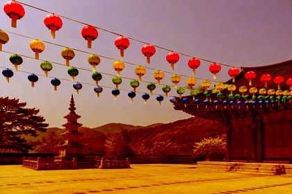 Color Burn with #e8743b on the lotus-lanterns photo