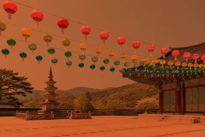 Multiply with #e8743b on the lotus-lanterns photo