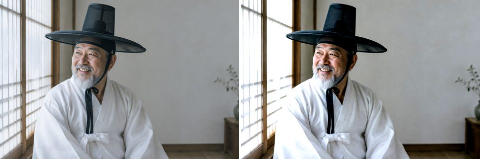 Before/after preview of Contrast