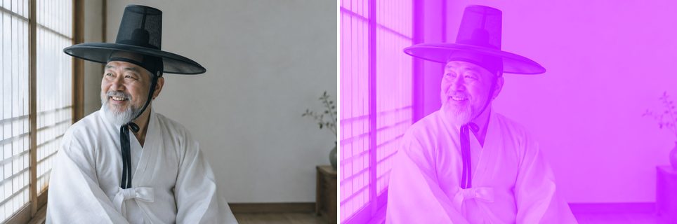 Before/after preview of Hard Light