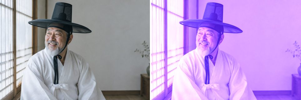 Before/after preview of Linear Dodge